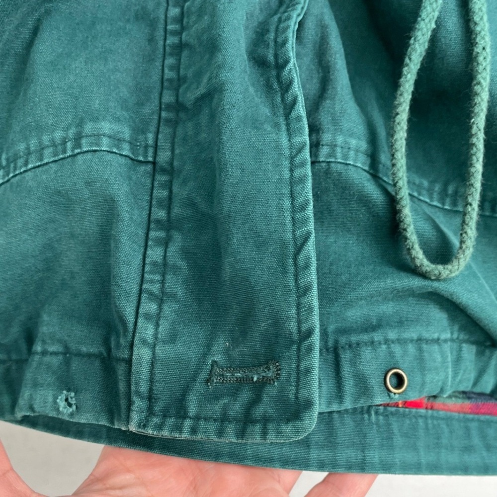 Vintage Express Forest Green Plaid Lined Hooded Anorak Parka Jacket M - Picture 7 of 8